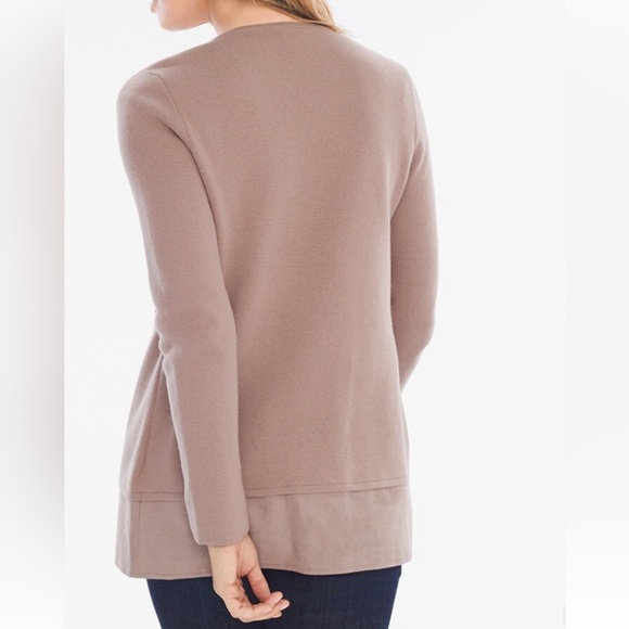 Chico’s Lace-Front Open Cardigan Taupe Sweater - Picture 3 of 13